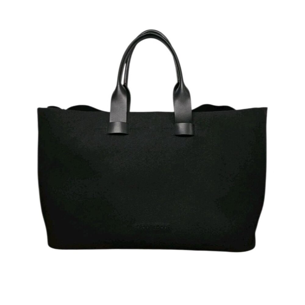 Classic Troubadour Black Tote Bag with Top Handles
